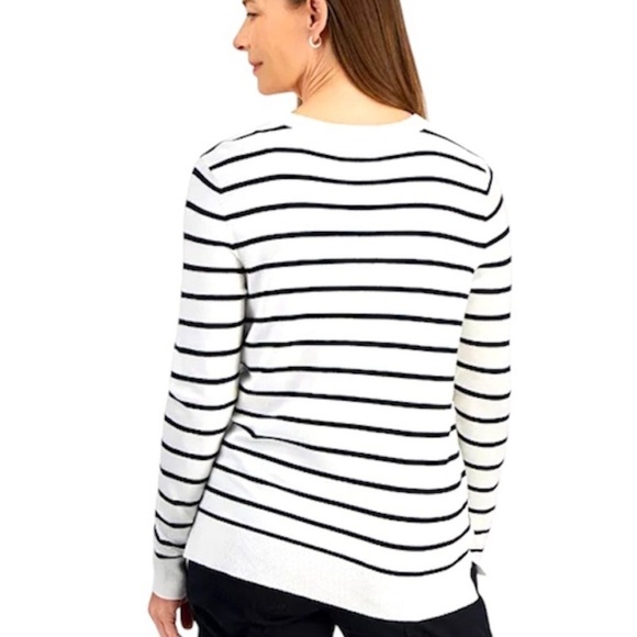 Style & Co Sweater Knit Crewneck Long Sleeve Black White Striped Size XXL NWT - Picture 2 of 11